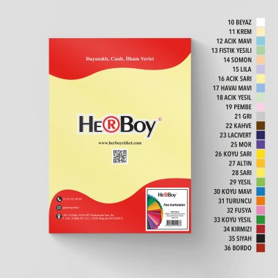 HERBOY FON KARTONU A4 NO:16 AÇIK SARI 100 AD.