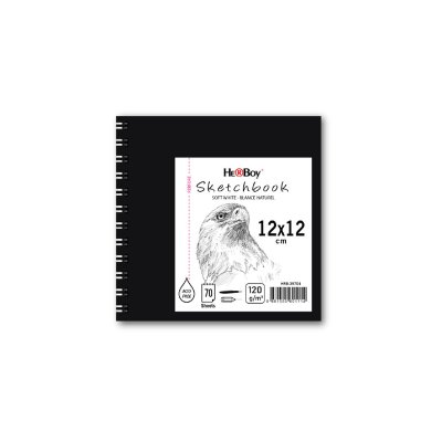 HERBOY 120 g 12X12 70 YPR. SPİRALLİ ESKİZ SİYAH SERT KAPAK